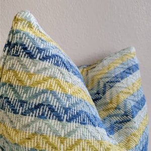 Blue Chevron modern pillow cover, Double Sided woven cover, Decorative Cushion, Chevron Euro Sham Cover, All Sizes