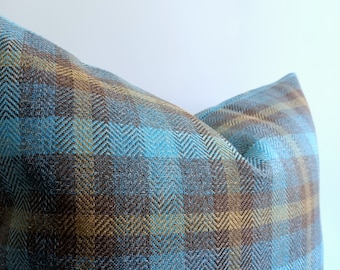 Fodere per cuscini plaid blu, cuscino a quadri, fodere per cuscini in fattoria, cuscini blu / tutte le dimensioni