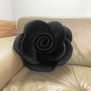 Black Velvet pillow, flower pillow, Throw velvet fabric Pillow, Black euro sham, sofa pillow, couch pillow, 16X16 18X18, housewarming gift