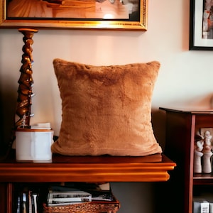 Rust Faux Fur Pillow Cover, Burnt Orange Throw Pillow Case, Boho Cushion Cover, ALL SIZE