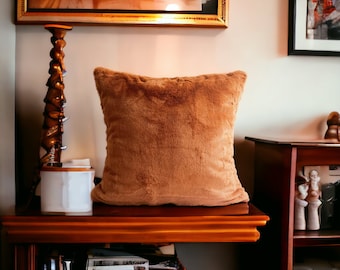 Housse de coussin en fausse fourrure rouille, taie d'oreiller Orange brûlée, housse de coussin Boho, TOUTES TAILLES