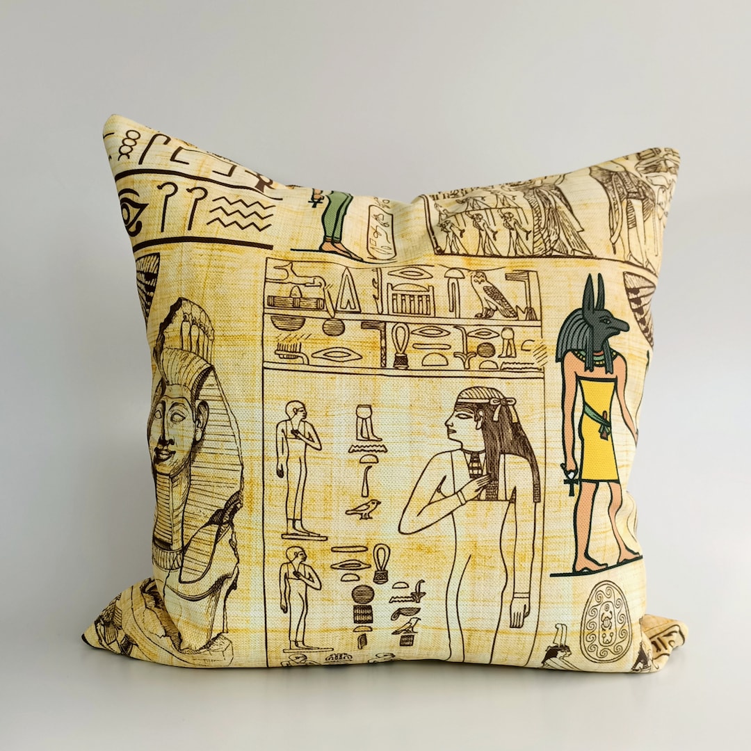 Egyptian Pillow Cover, Ancient Egypt Throw Pillow Cover, Hieroglyphics