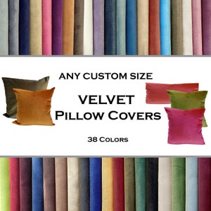 VELVET pillow case, velvet throw pillow, soft velvet cushion,  lumbar pillow cases, 38 colors, All Custom Sizes, 18x18 20x20, 22x22