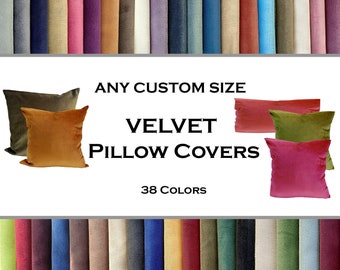 VELVET pillow case, velvet throw pillow, soft velvet cushion,  lumbar pillow cases, 38 colors, All Custom Sizes, 18x18 20x20, 22x22