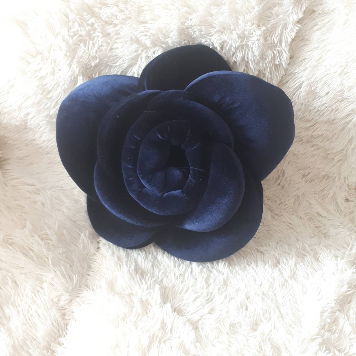 Navy Blue Velvet Flower Pillow Throw Velvet Fabric Pillow - Etsy