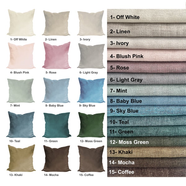 LINEN pillow case, linen throw pillow cover, solid linen cushion for Euro Sham, Living room,Couch, 39 colors, All Sizes, 18x18 20x20, 22x22