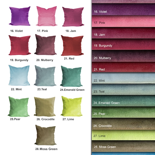 VELVET pillow case, velvet throw pillow, soft velvet cushion,  lumbar pillow cases, 38 colors, All Custom Sizes, 18x18 20x20, 22x22