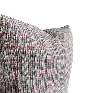 Gray Stripe pillow cover, woven neutral linen pillow cover, home decor, Euro Sham pillow cover, Custom Size