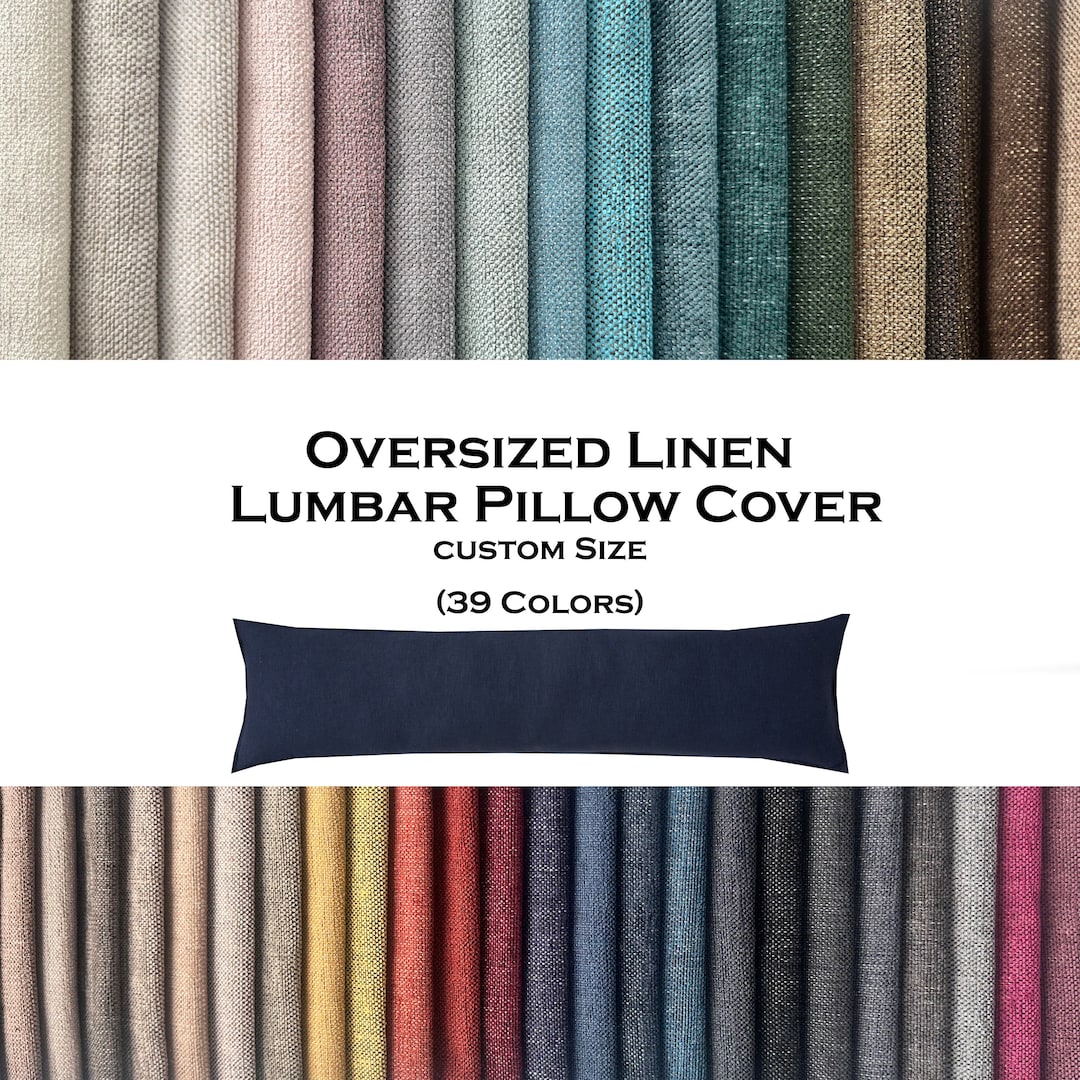 LINEN Lumbar pillow case, linen throw pillow, solid linen cushion for Euro Sham, Living room,Couch, 39 colors, All Custom Sizes - 23-Lemon-U30, 14X40 inc- 35x100cm