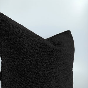 Black boucle pillow case, soft textured boucle cushion, Black Bouclé Euro Sham Cover, All custom size