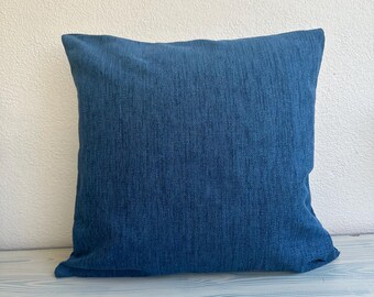 Navy Blue  pillow case, linen throw pillow cover, Brown solid linen pillow cover for Euro Sham, Living room, Couch, 39 colors, All Sizes,