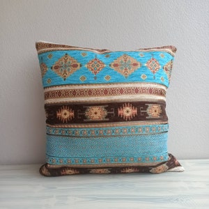 Turquoise turkish kilim pillow cover, throw pillow cover, etnic boho pillow case, anatolian pillow case, 16x16 18x18 20x20 22x22, ALL SIZE