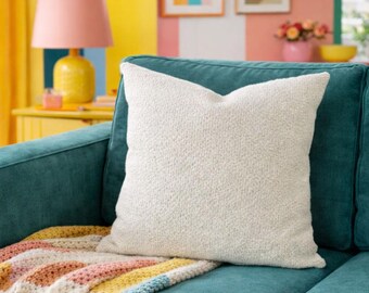 Off White Boucle pillow cover, textured pillow, Bouclé cushion, Euro Sham Cover, All Custom Sizes