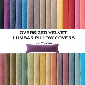 VELVET Lumbar pillow case, velvet throw pillow, solid velvet cushion for Living room, Couch, Sofa, Euro Sham 44 colors, All Custom Sizes