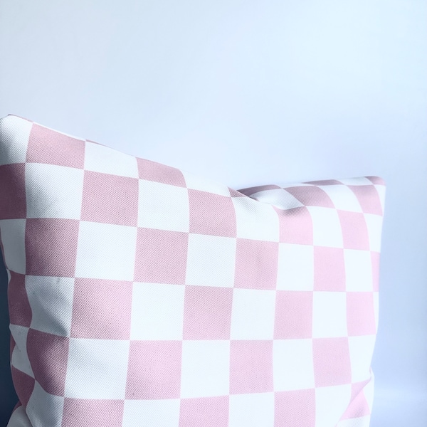 Blush pink White Checkered pillow cover, Checkerboard Pillow Cover,  Plaid Pillow Cover, 16x16 , 18x18, 20X20