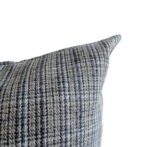 Gray Lined Linen Pillow Cover, Neutral Striped White Gray check pillow cover, Custom ALL Size, home decor pillow