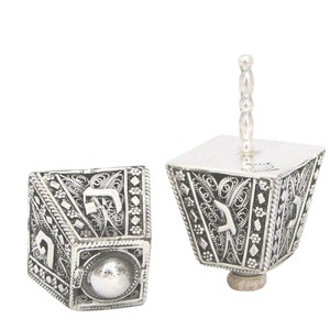 Vintage Style dreieckige und quadratische Form Sterling Silber Dreidel