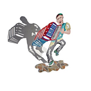 Multicolored Accordion Klezmer Player Figurine, Special Judaica gift, Jewish Musicians, Jewish Tableware, Hasidim Dancing Sculpture