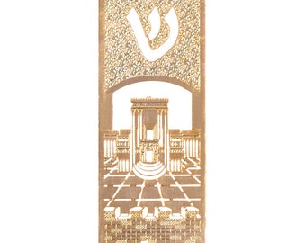 amazing detail mezuzah, Beit HaMikdash above the rich cityscape of Ancient Jerusalem, gift for dad, jewish home decor gift