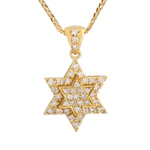 Zweilagiger Davidstern-Anhänger aus 14 Karat Gold, hochwertiger Gold-Magen-David-Anhänger, Magen-David-Judaica-Anhänger, jüdischer symbolischer Charme, Judaica
