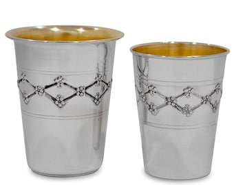 Sterling Silver Small Cup, Kiddush Cup, Diamond Textured Design, Shabbat Judaica, Shabbat Cup, Jewish Gift