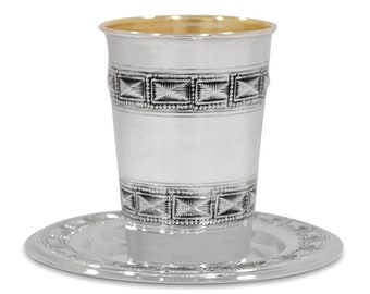 Modern 925 Sterling Silver Wine Cup With Square Pattern