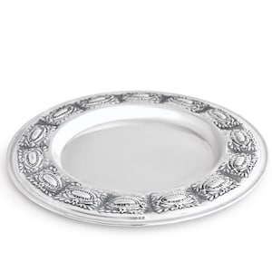 Prachtig 925 sterling zilver bord met vierkante decoraties
