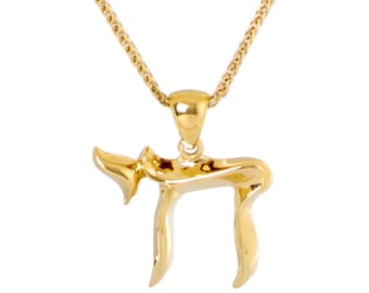 Chai Pendant 18K Gold, chai symbol necklace, 14k gold chai, Jewish chai, Jewish jewelry, kabbalah jewelry, Hebrew necklace bar mitzvah gift