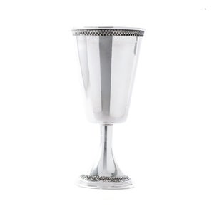 Personalized Sterling silver Kiddush cup,tall wine goblet, traditional Judaica,heart decorations, filigree, gold coating,Jewish Wedding Gift