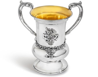 Large Classic 925 Sterling Silver Washing Cup with Filigree Rim