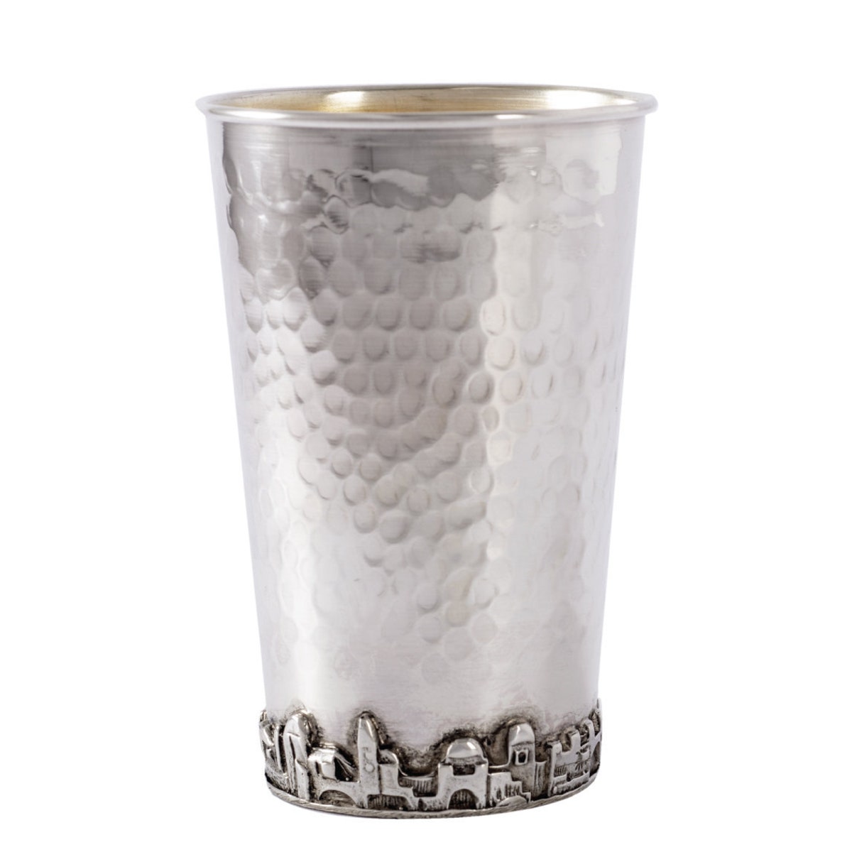 Hammered Sterling Silver Kiddush Cup, Simple, Traditional Judaica, Jerusalem Motif, Shabbat & Jewish Holiday Gift - Etsy