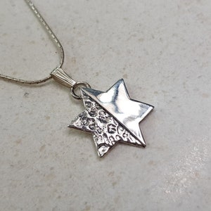 Modern israeli design, hammered sterling silver Star of David , beautiful handmade silver unisex Magen David pendant