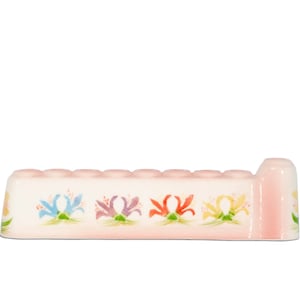 Romantic Floral Pink Ceramic Menorah For Chanukah - Colorful Judaica