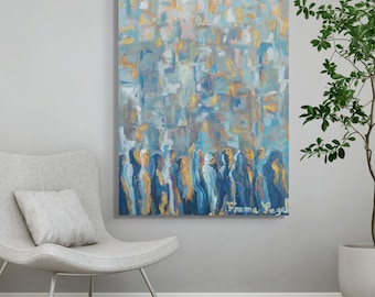 Stunning Kotel Painting, Jewish Prayer at the Western Wall, Vertical Shape Wailing Wall Painting, Modern Jewish Artwork, Judaica Art Prints
