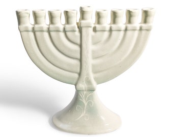 Traditional Handmade Cream Ceramic Hanukkah Menorah, White Chanukah Hanukkiah, Hanukkah Candles Ceramic Chanukia ,hanukkah gift