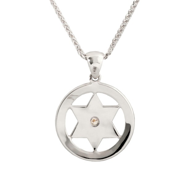 Star Of David / Jewish Magen Charm & Circle Pendant & Chain Necklace In 925 Sterling Silver St Jd004 Slp Star Of David / Jewish Magen Charm & Circle Pendant & Chain Necklace In 925 Sterling Silver St Jd004 Slp