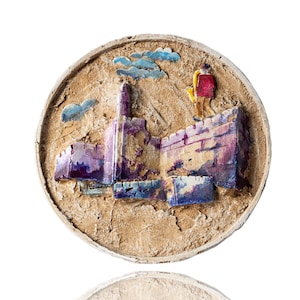 Colorful The Tower Of David Sculpture - Modern Judaica Art