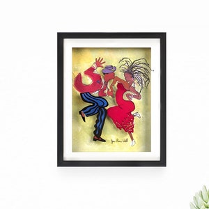 Happy Jitterbug Dancers - Romantic 3D Painting on Glass