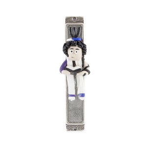 Amazing Polymer Mezuzah With Hassidic Illustration - Perfect Gift for Kids Room