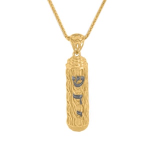Gold Mezuzah pendant for men, Torah scroll pendant, fine gold mezuzah pendant, Jewish Mezuzah, Kabbalah pendant, Jewish jewelry, Bar Mitzvah