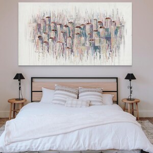 Extra Large Yerushalayim Painting, Abstract Jerusalem Painting, Giant Jerusalem Landscape Painting - For Jewish Home Decor with Meaning