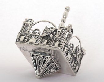 Stunning Jerusalem-Inspired Silver Hanukkah Dreidel, Jerusalem Dreidel, Hanukkah  Judaica gift