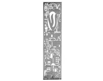 Small Perspex Mezuzah with Ancient Jerusalem Cityscape