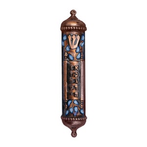 Handmade Bronze Look Mezuzah Case - Jewish House Blessing Gift