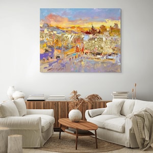 Modern and Unique Original Painting of Colorful Kotel - Modern Jewish Art for Your Home / Jewish Abstract  Art / Judaica Artwork, Jewish Art