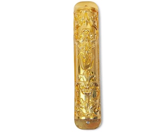 Floral Gold Color Mezuzah Case made of Pewter and Special Polymer Clay Jewish symbol judaica, Unique Mezuzah case, Jewish Housewarming gift