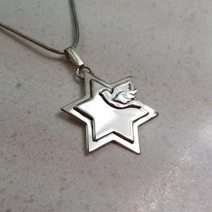 Large Dove of peace pendant, men&#39;s Sterling silver Magen David pendant, star of david silver necklace, jewish jewelry gift for him