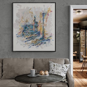 Unique and Stylish Colourful Jerusalem Painting with Migdal David, Tower of David (David Citadel) - Vertical Painting, Modern Jewish Artwork