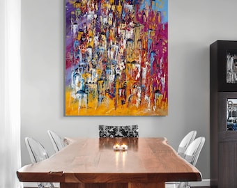 Modern Vertical Colorful Abstract Jerusalem Painting, Jerusalem Old City Painting, Ancient Jerusalem Painting, Jerusalem Artwork, Jewish Art