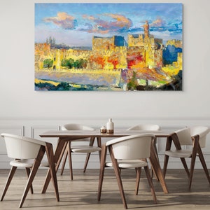 Abstract Walls Of Jerusalem Large Original Painting - Modern Jewish Artwork, High-quality Fine Art